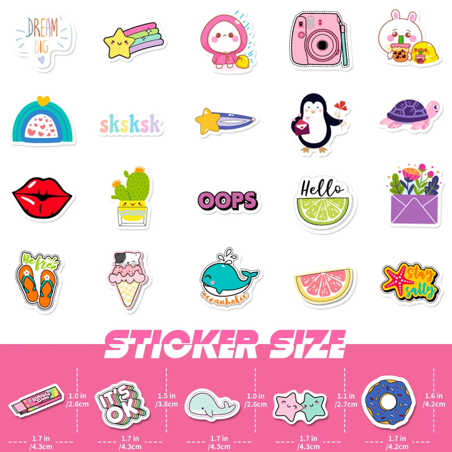 100 Stück Kawaii Cartoon Stil Sticker Set