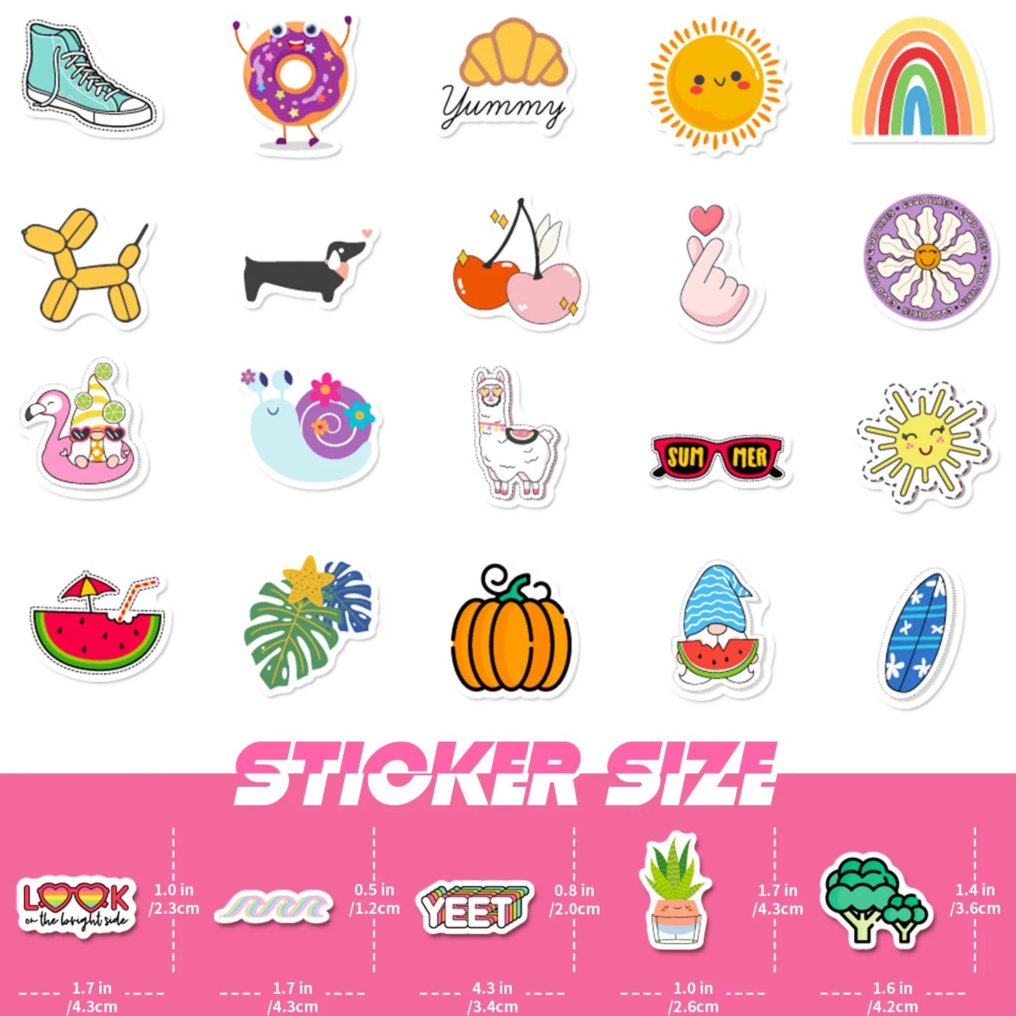 100 Stück Kawaii Cartoon Stil Sticker Set