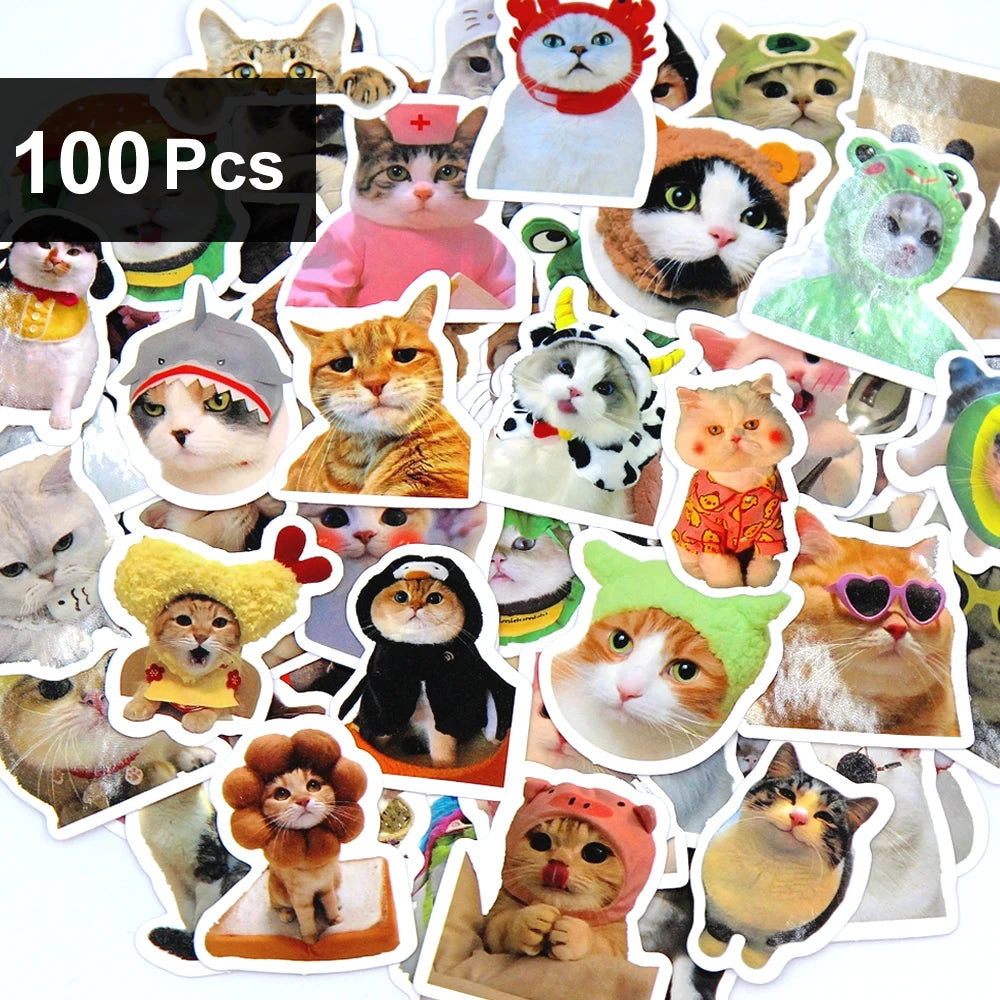 100 Stück Süße Katzen Sticker Set